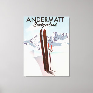 Póster de esquí de Andermatt Suiza impresión de vi