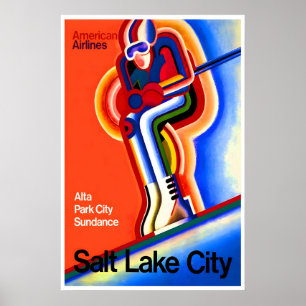 Póster de esquí de arte de Salt Lake City Impresió