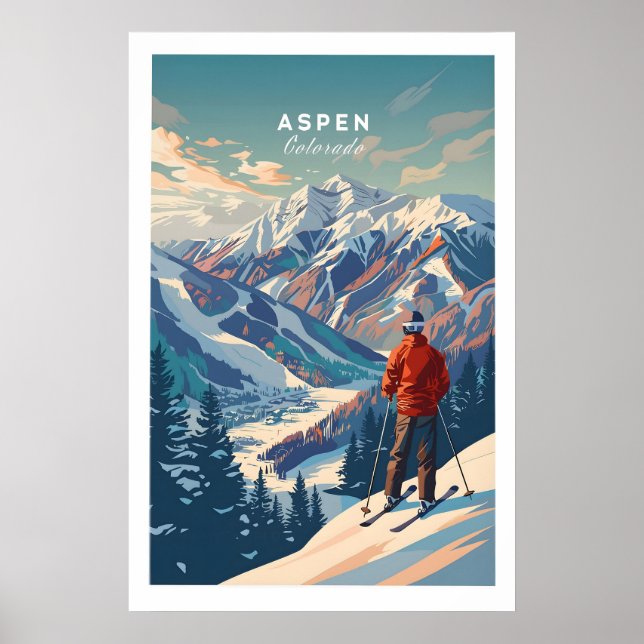 Póster de esquí de Aspen 1 (Frente)