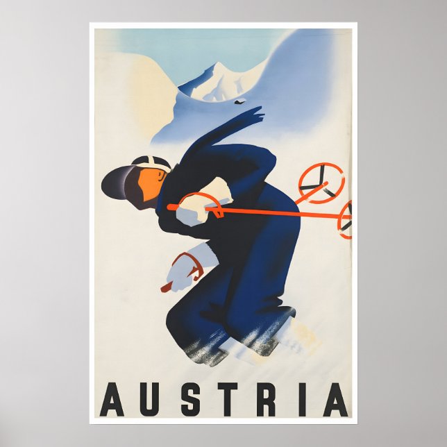 Póster de esquí de Austria Impresión de esquí Arte (Frente)