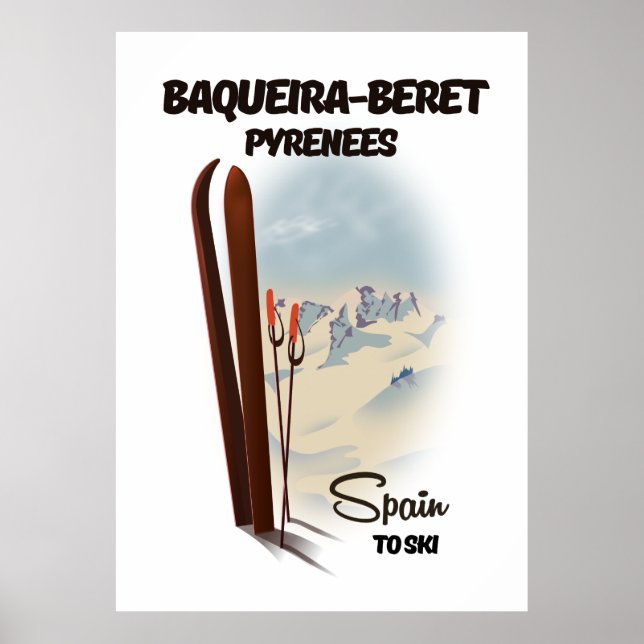 Póster de esquí de Baqueira-Beret España. (Frente)