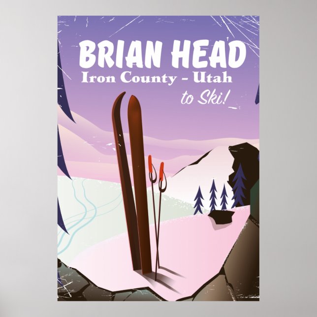 Póster de esquí de Brian Head, condado de Iron Uta (Frente)