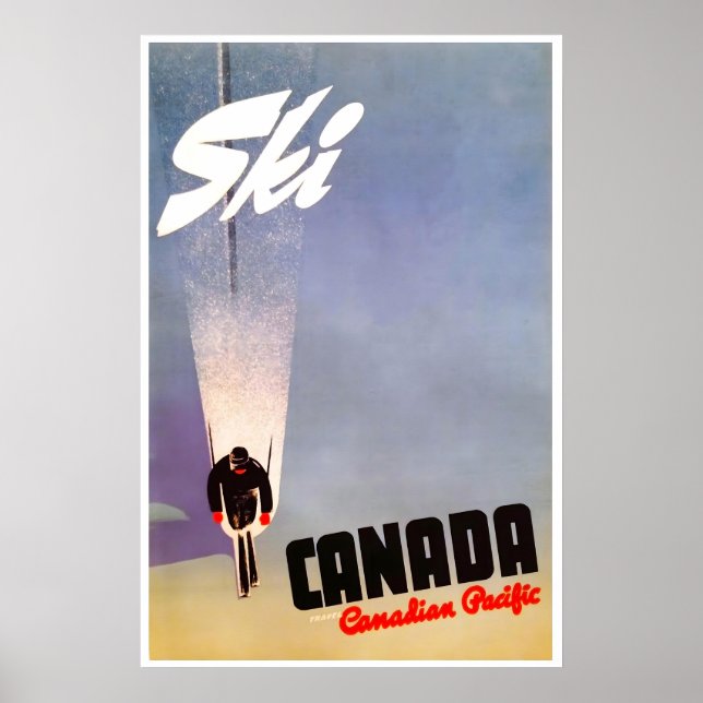 Póster de esquí de Canadá Arte de viaje Pacífico c (Frente)
