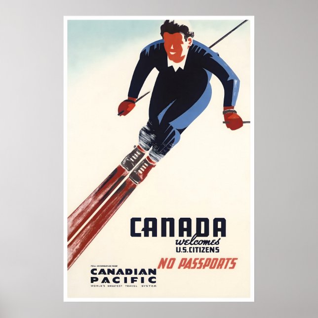 Póster de esquí de Canadá Arte de viaje Pacífico c (Frente)