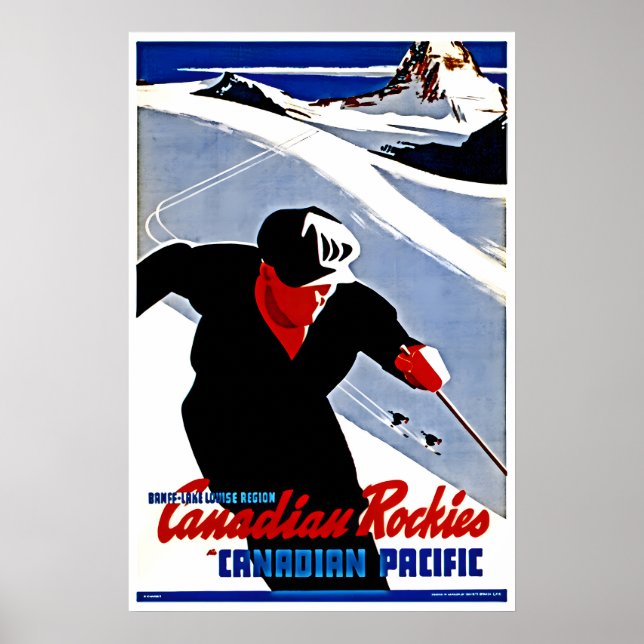 Póster de esquí de Canadá Banff Arte Impresión Lag (Frente)