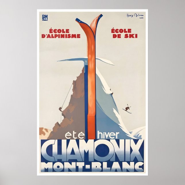 Póster de esquí de Chamonix Mont Blanc Arte Franci (Frente)