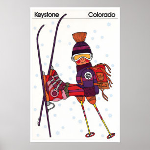 Póster de esquí de Colorado Esquiando Deportes Art
