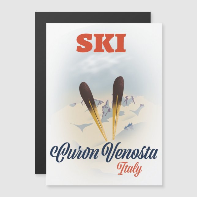 Poster de esquí de Curon Venosta Italia (Anverso/Reverso)