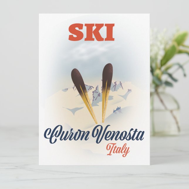 Poster de esquí de Curon Venosta Italia (Anverso de pie)