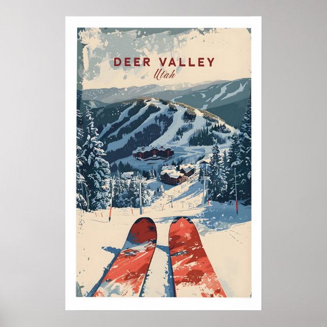 Póster de esquí de Deer Valley 1 (Frente)