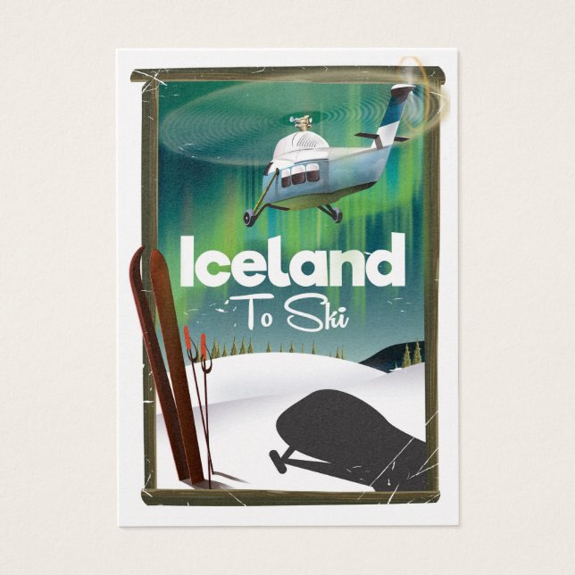 Poster de esquí de época de Islandia (Frente)