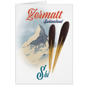 Poster de esquí de época de Zermatt Suiza