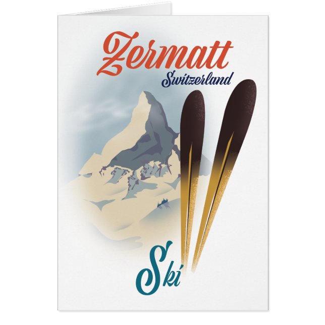 Poster de esquí de época de Zermatt Suiza (Frente)