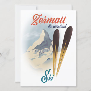 Poster de esquí de época de Zermatt Suiza