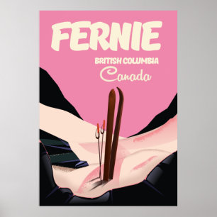 Póster de esquí de Fernie Columbia Británica
