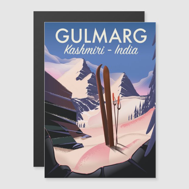 Póster de esquí de Gulmarg Kashmiri India (Anverso/Reverso)