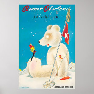 Póster de esquí de invierno de Berna Oberland Suiz