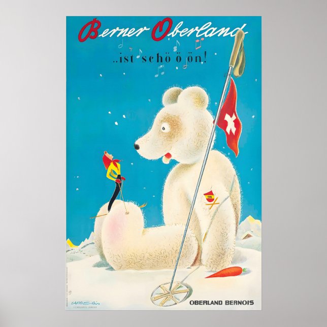 Póster de esquí de invierno de Berna Oberland Suiz (Frente)