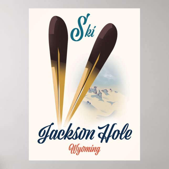 Póster de esquí de Jackson Hole Wyoming (Frente)