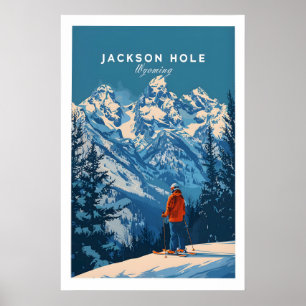 Póster de esquí de Jackson Hole - Wyoming 1