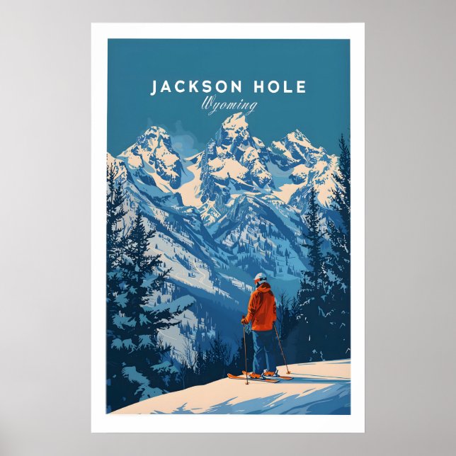 Póster de esquí de Jackson Hole - Wyoming 1 (Frente)
