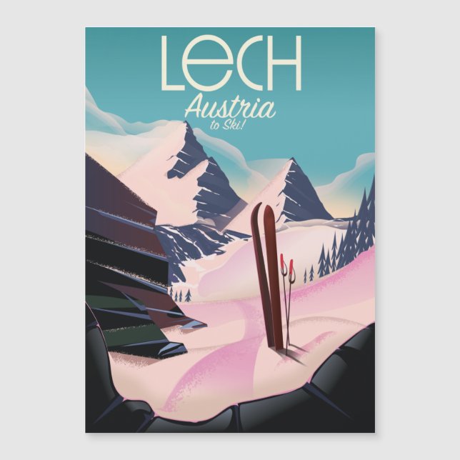 Poster de esquí de Lech Austria. (Anverso)