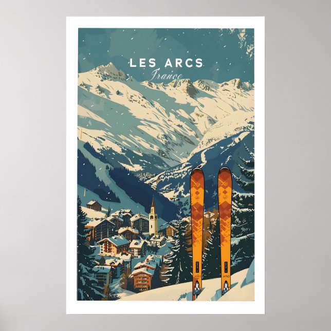 Póster de esquí de Les Arcs Francia 1 (Frente)