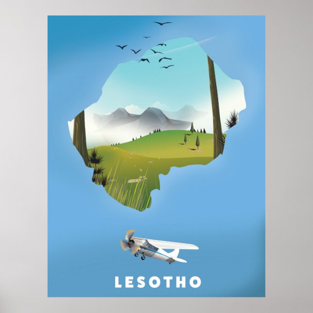 Póster de esquí de Lesoto Sudáfrica (Frente)
