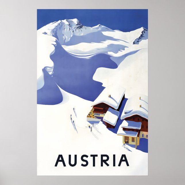 Póster de esquí de los Alpes de Austria Impresión  (Frente)