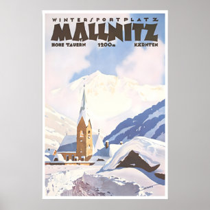 Póster de esquí de Mallnitz Art Austria Vintage au