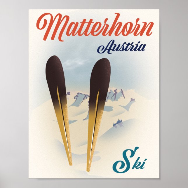 Póster de esquí de Matterhorn Austria. (Frente)