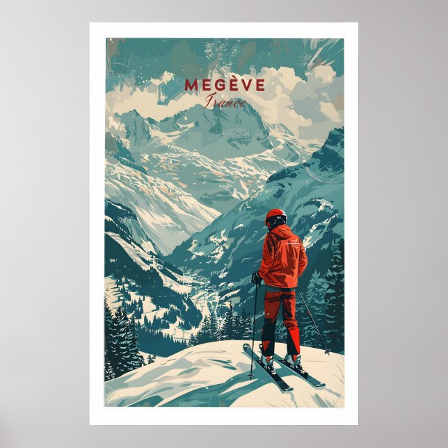 Póster de esquí de Megève - Francia 1 (Frente)