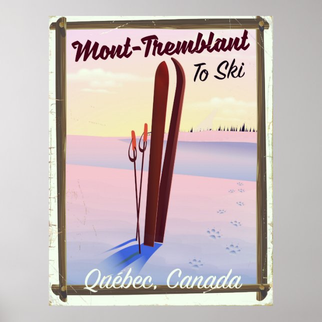 Póster de esquí de Mont-Tremblant Québec. (Frente)
