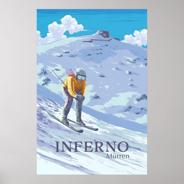 Póster de esquí de Murren de la carrera cuesta aba (Frente)