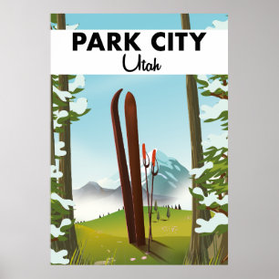 Póster de esquí de Park City Utah