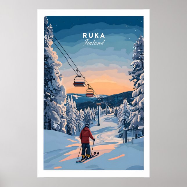 Póster de esquí de Ruka Finlandia 1 (Frente)