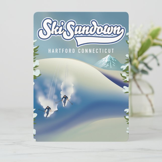 Póster de esquí de Ski Sundown Hartford Connecticu (Anverso de pie)