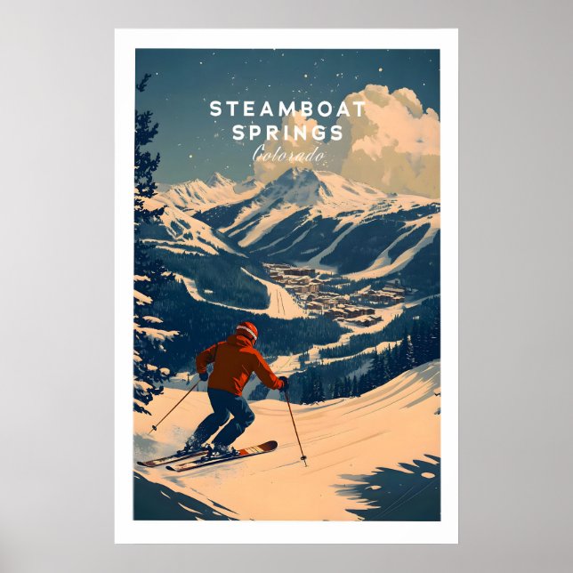 Póster de esquí de Steamboat Springs 1 (Frente)
