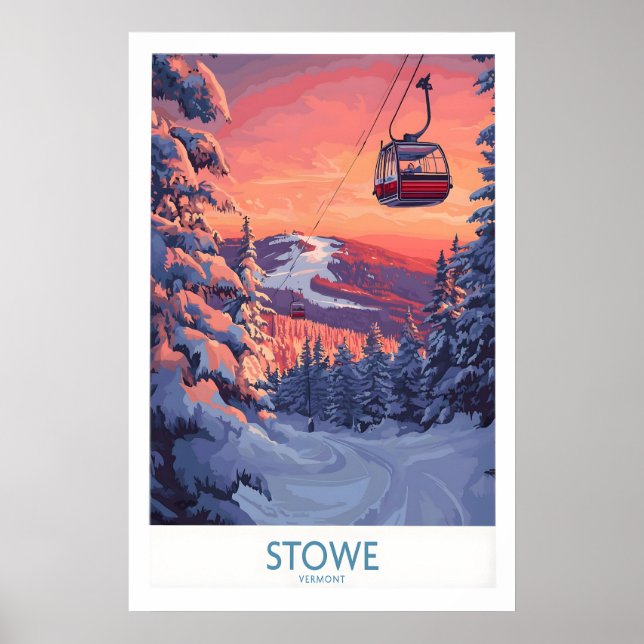 Póster de esquí de Stowe Vermont 1 (Frente)