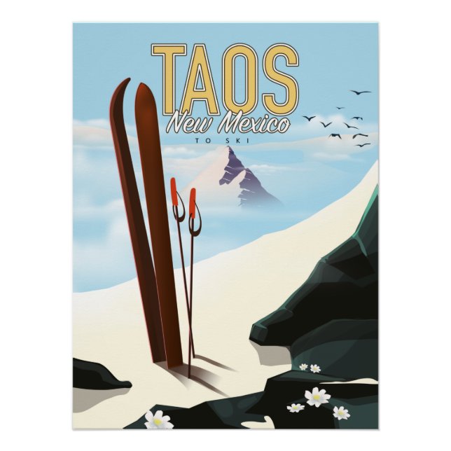 Poster de esquí de Taos New Mexico (Anverso)