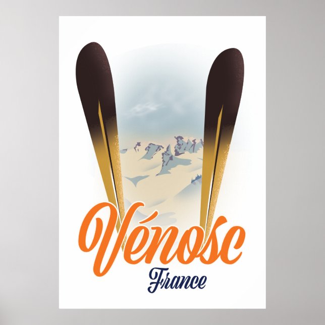 Póster de esquí de Vénosc, Francia (Frente)