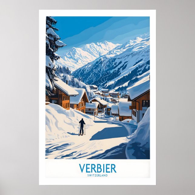 Póster de esquí de Verbier Suiza 1 (Frente)