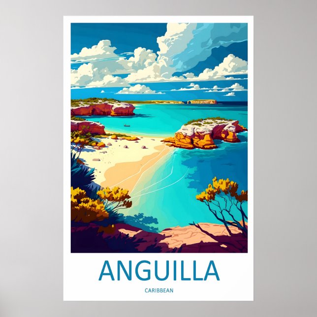 Póster de esquí de viaje a Anguilla Parque Naciona (Frente)