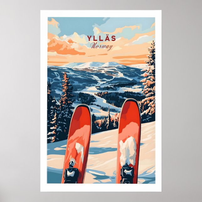 Póster de esquí de Ylläs Noruega 1 (Frente)