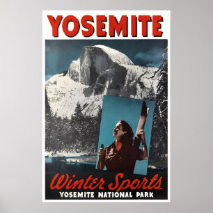 Póster de esquí de Yosemite Arte de viaje Deportes