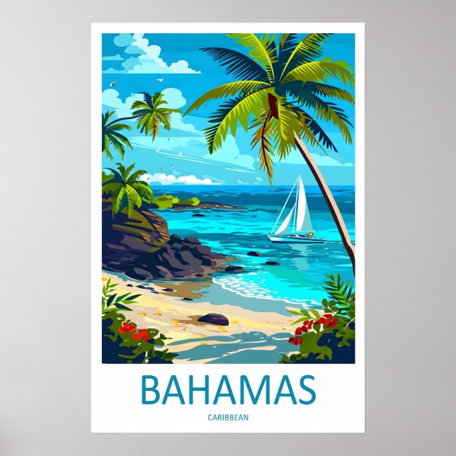 Póster de esquí del Parque Nacional de Bahamas Vin (Frente)