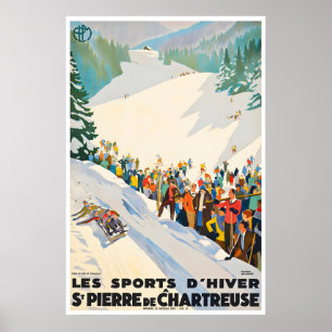 Póster de esquí francés Saint Pierre de Chartreuse