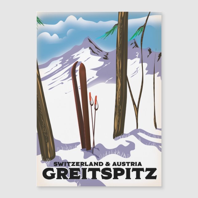 Póster de esquí Greitspitz Suiza y Austria (Anverso)