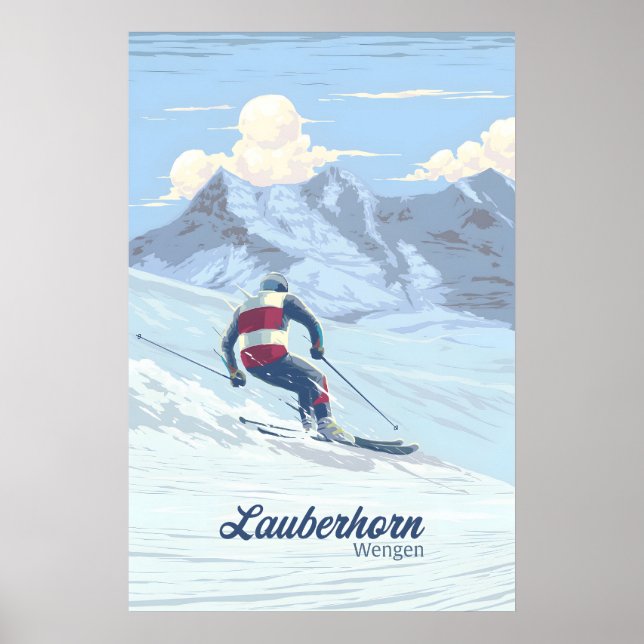 Póster de esquí Lauberhorn Wengen (Frente)