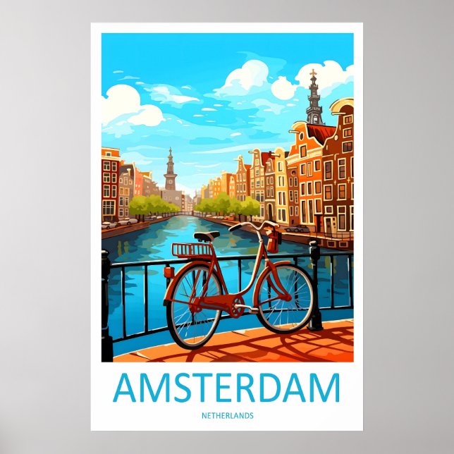 Póster de esquí nacional de viaje a Amsterdam Park (Frente)